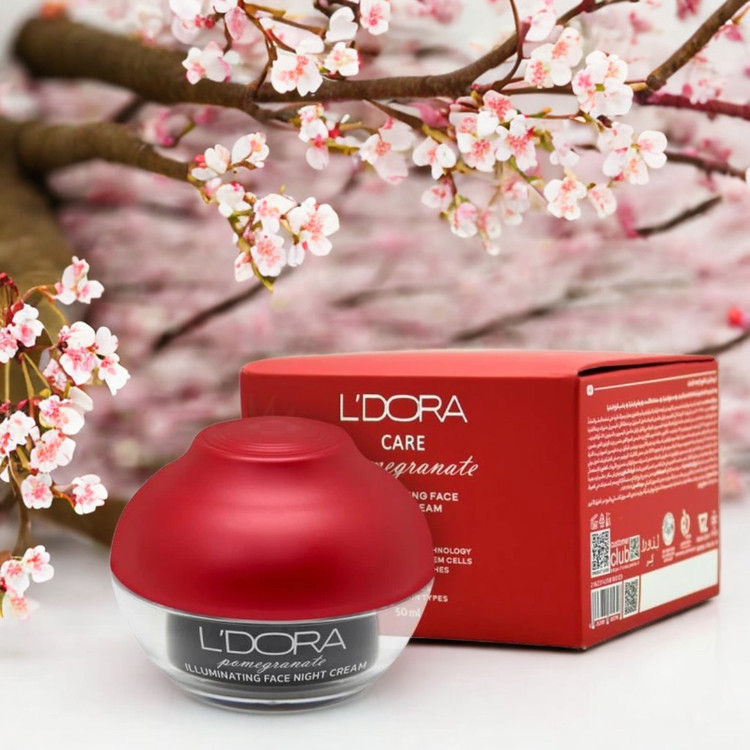 کرم روشن کننده شب صورت و گردن انار مناسب انواع پوست لدورا، 50 میلی لیتر