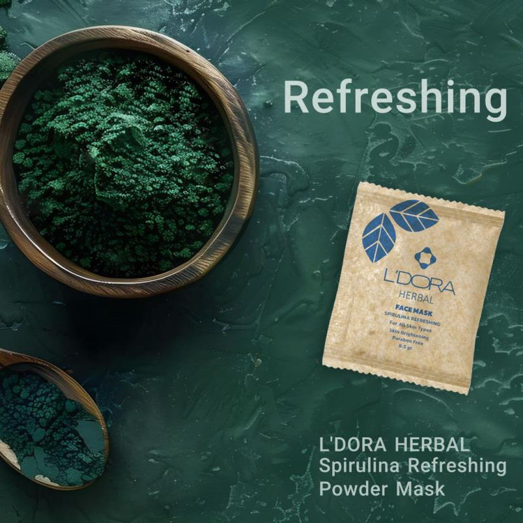 ماسک پودری اسپیرولینا شاداب کننده لدورا هربال 10 عددی